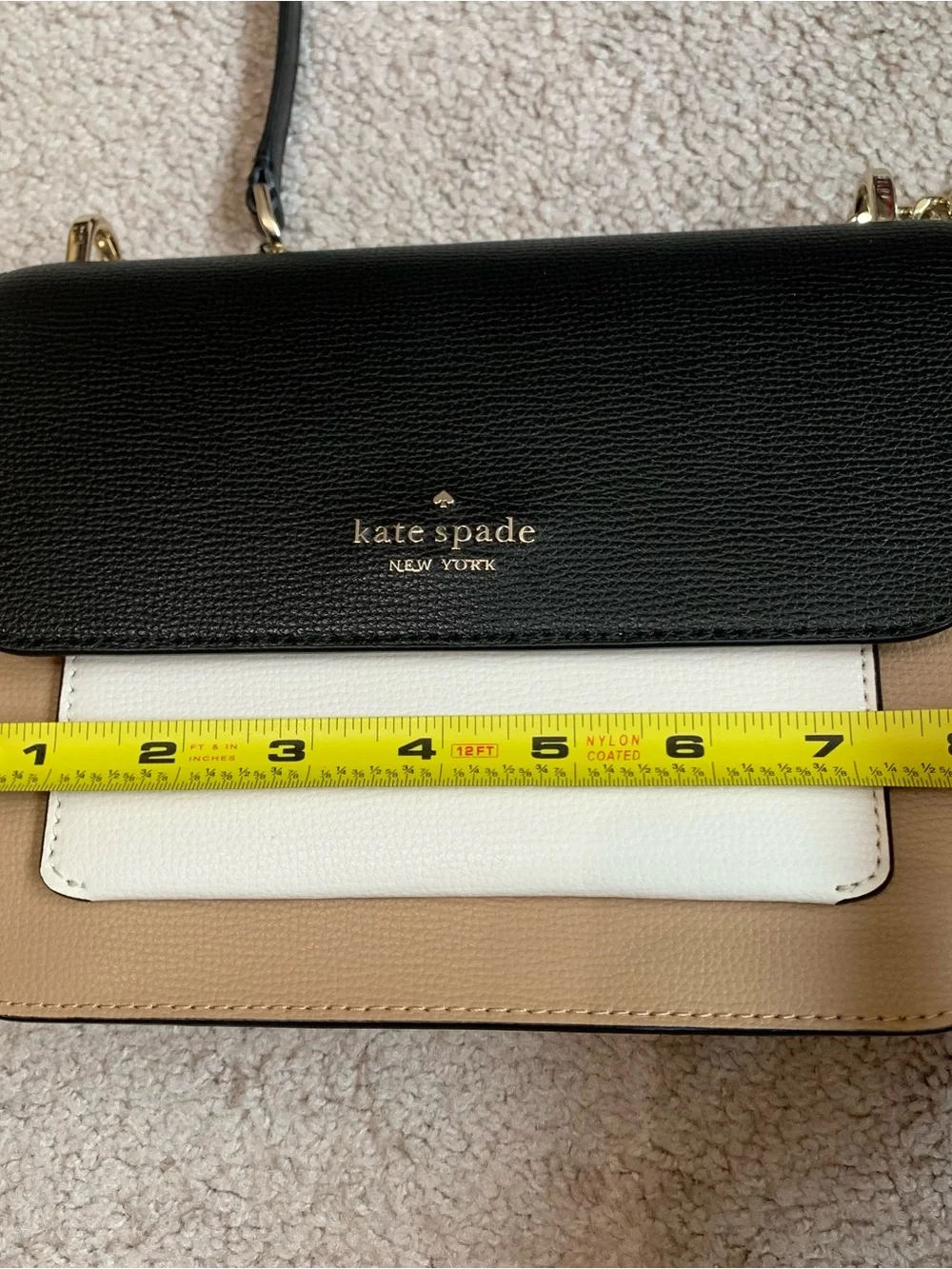 Kate Spade New York Remi Colorblock Flap Chain Crossbody Bag Black/Tan/White